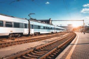 Beautiful passenger train at the railway station